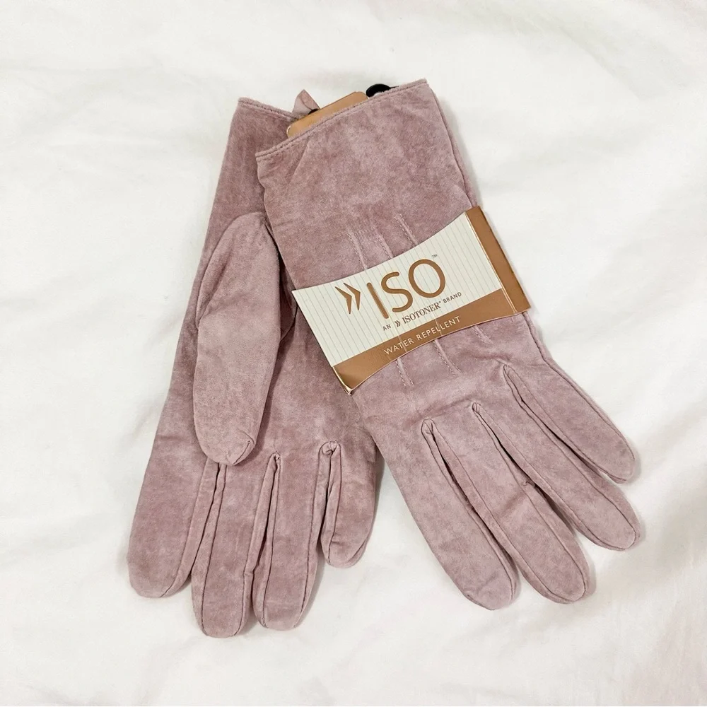 Isotoner Women's Soft Pinkish/Purple Genuine Leather Gloves - Large - Picture 1 of 5